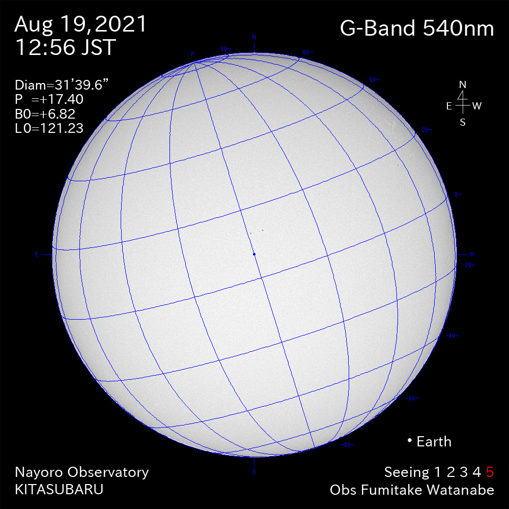 2021年8月19日540nm波長の太陽