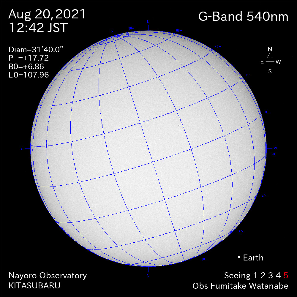 2021年8月20日540nm波長の太陽