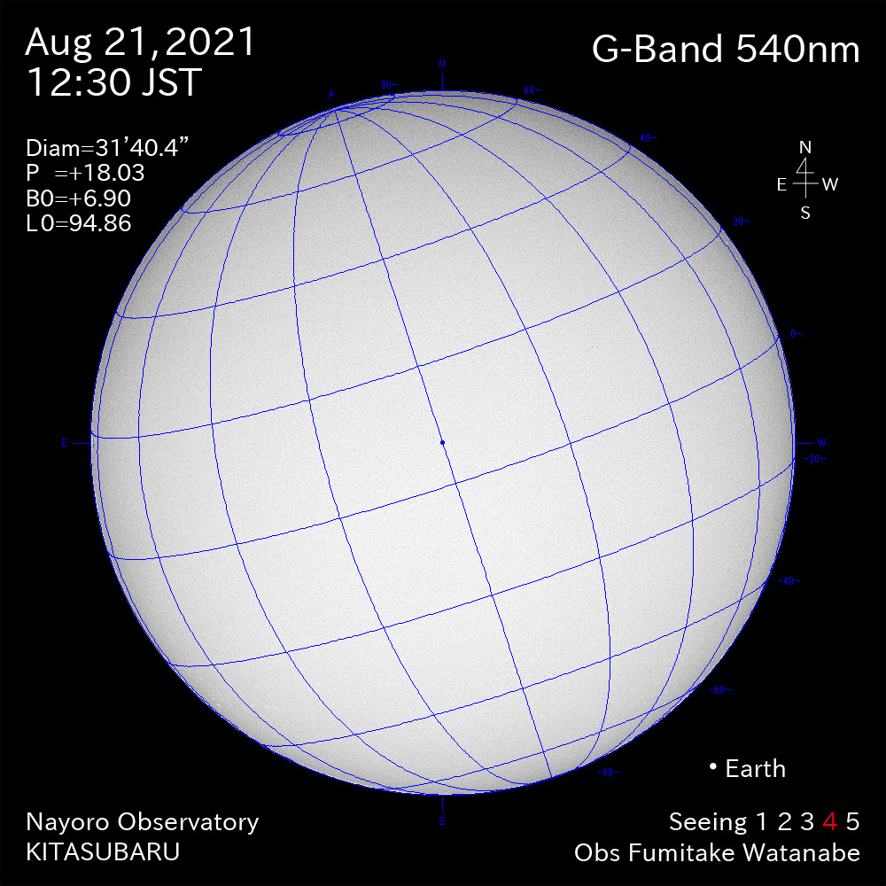 2021年8月21日540nm波長の太陽