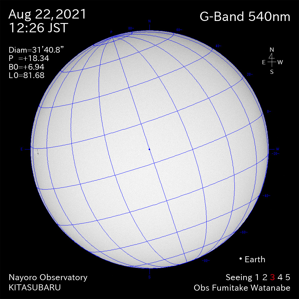 2021年8月22日540nm波長の太陽