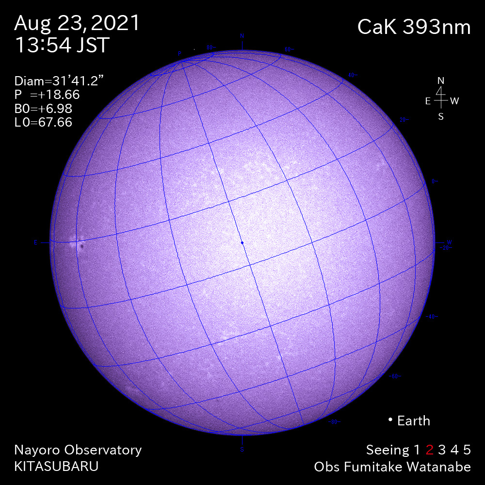 2021年8月23日CaK波長の太陽