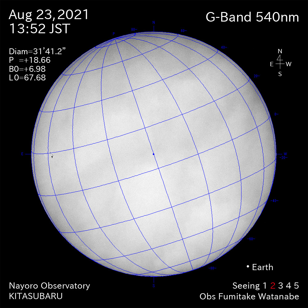 2021年8月23日540nm波長の太陽