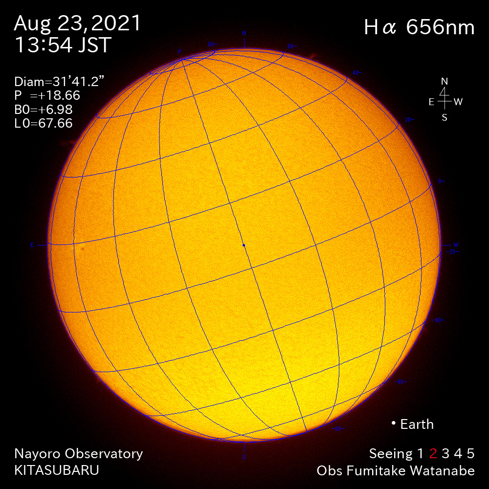 2021年8月23日Ha波長の太陽