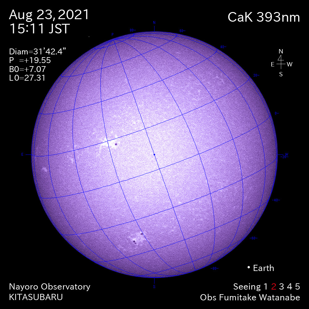 2021年8月26日CaK波長の太陽