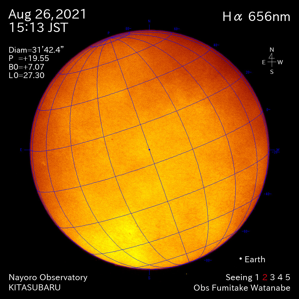 2021年8月26日Ha波長の太陽