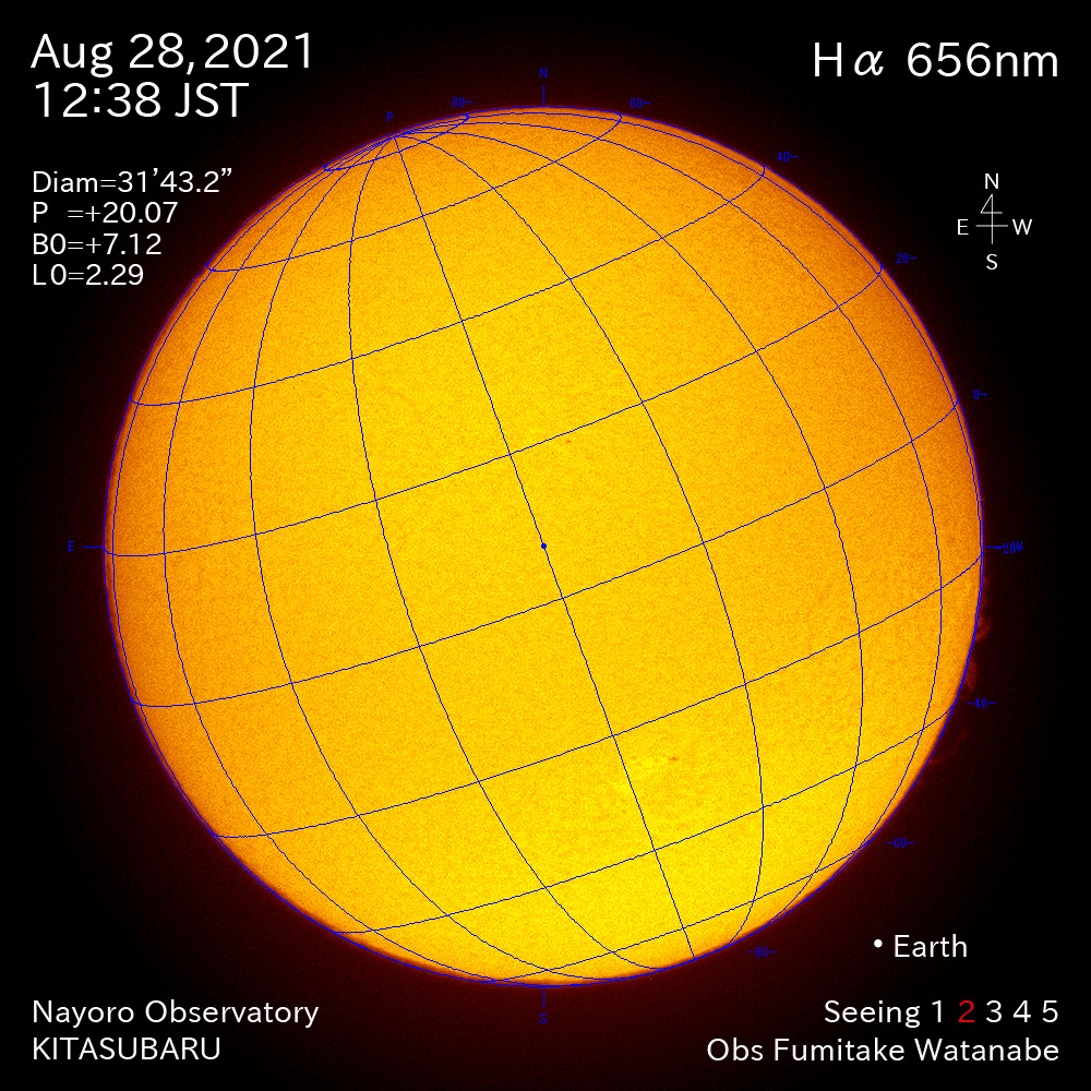 2021年8月28日Ha波長の太陽