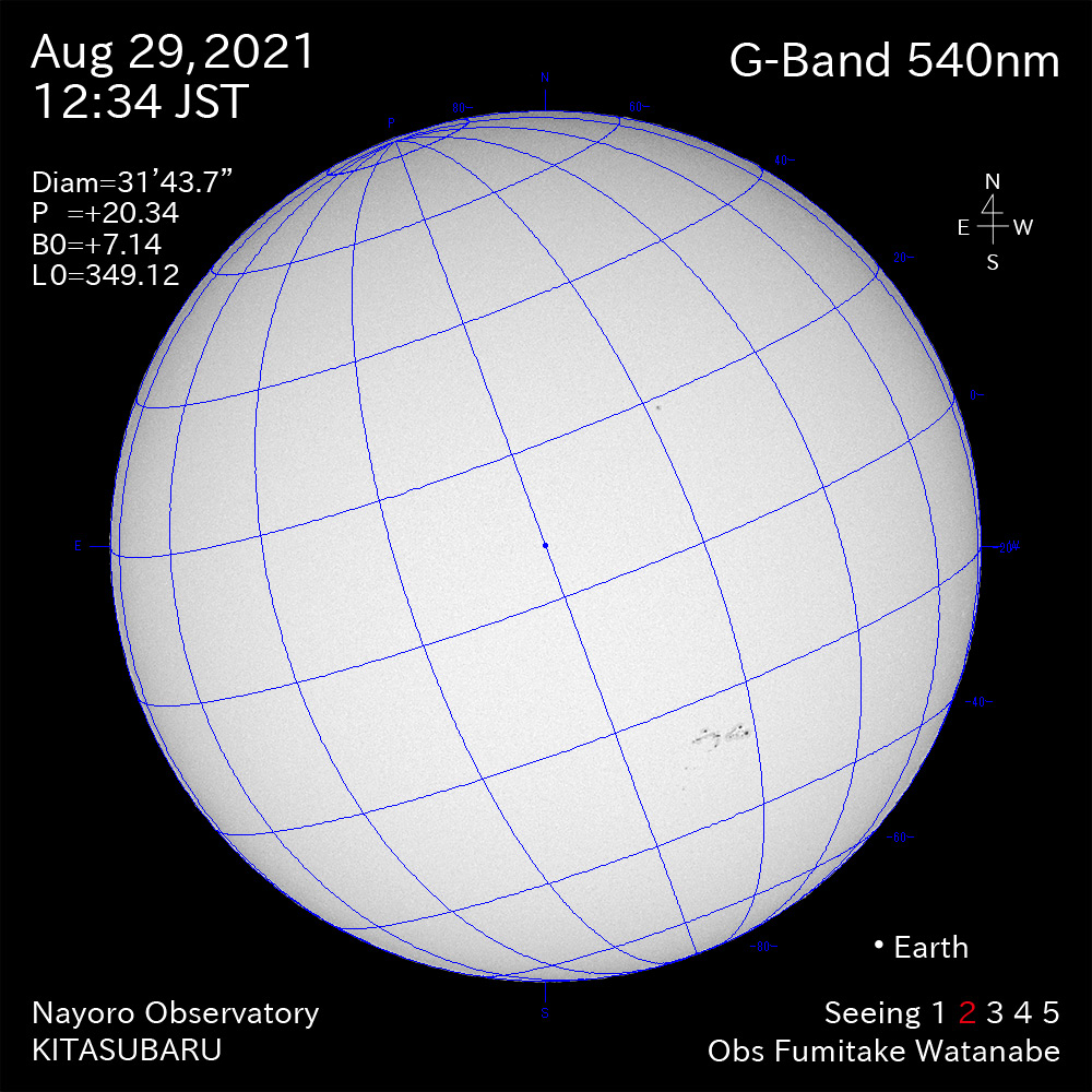 2021年8月29日540nm波長の太陽
