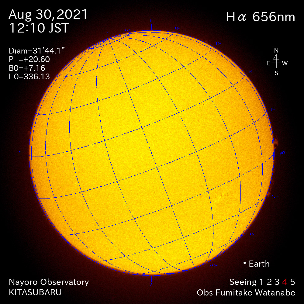 2021年8月30日Ha波長の太陽