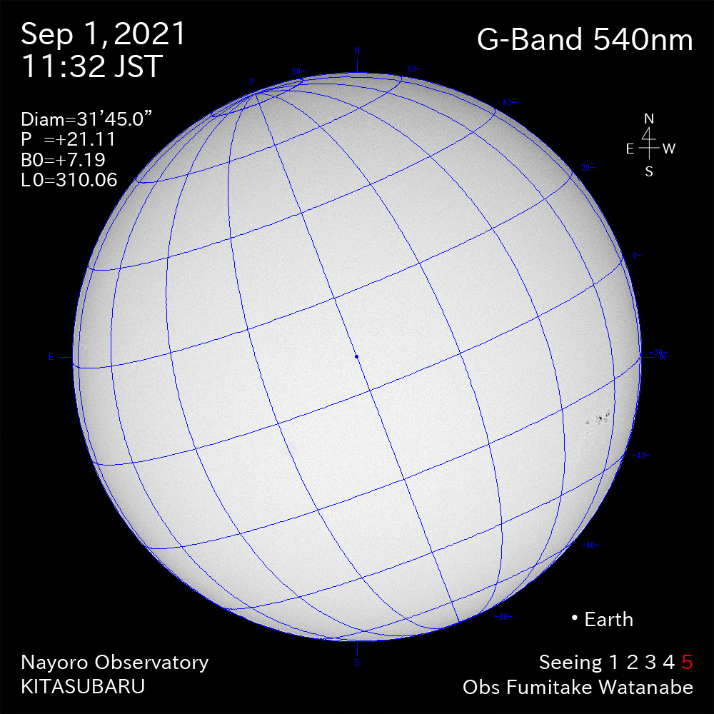 2021年9月1日540nm波長の太陽