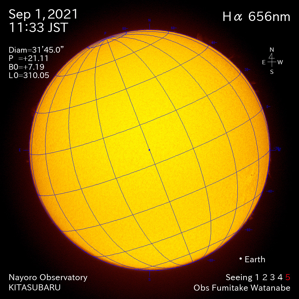 2021年9月1日Ha波長の太陽