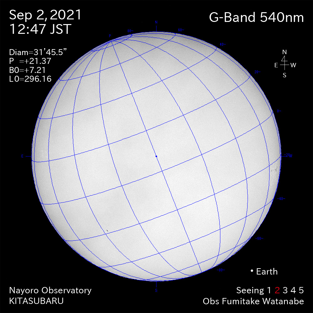 2021年9月2日540nm波長の太陽