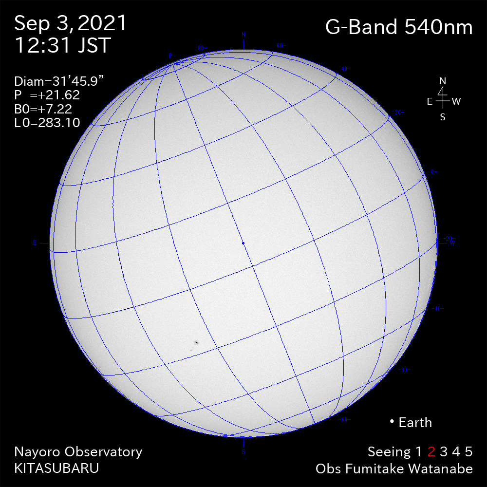 2021年9月3日540nm波長の太陽