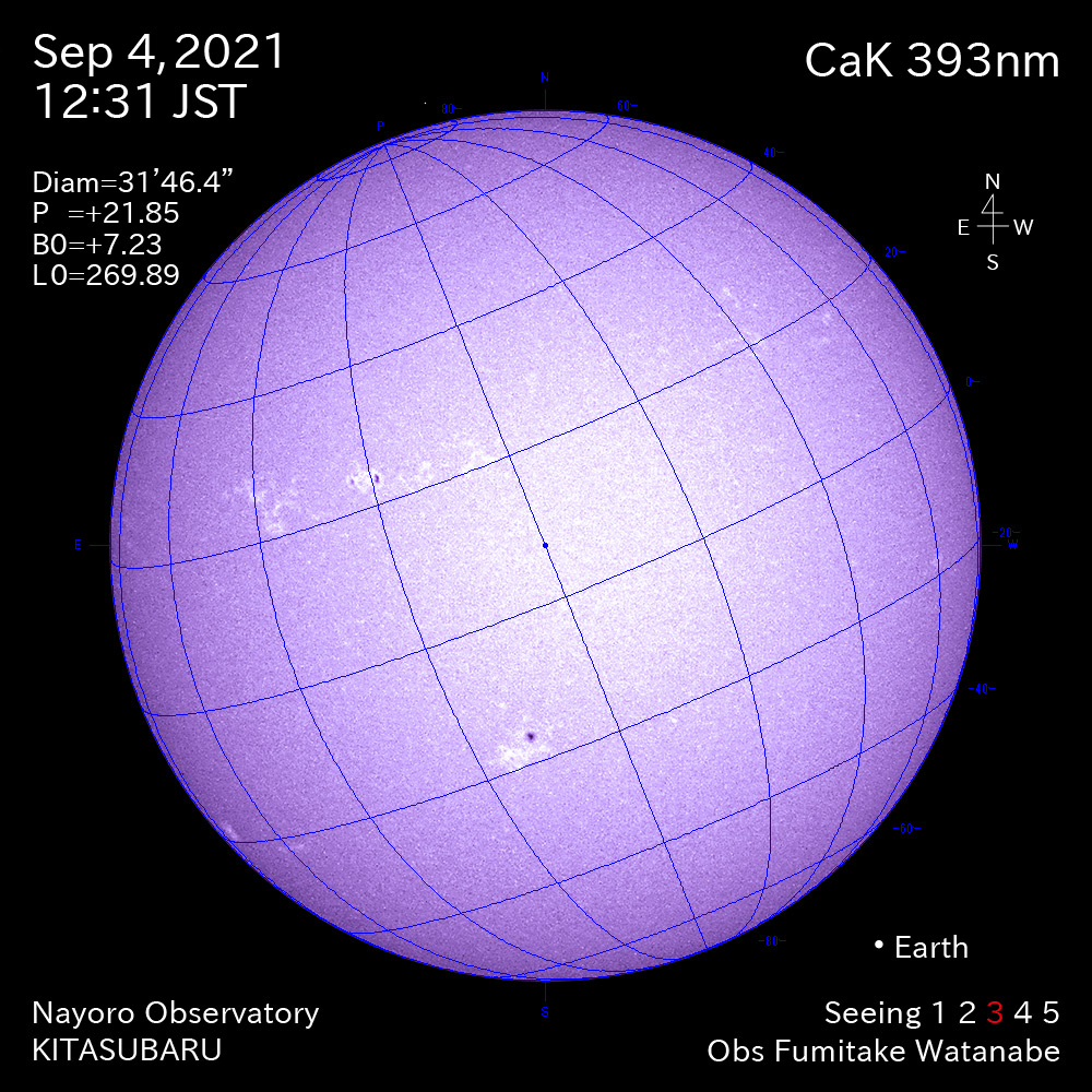2021年9月4日CaK波長の太陽