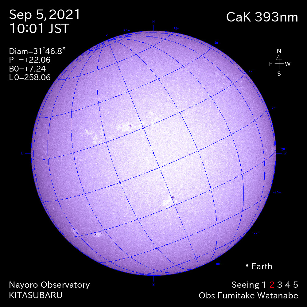 2021年9月5日CaK波長の太陽