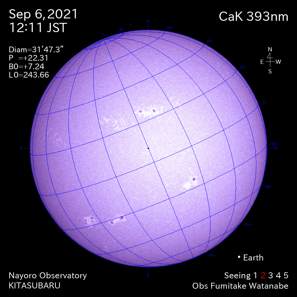 2021年9月6日CaK波長の太陽