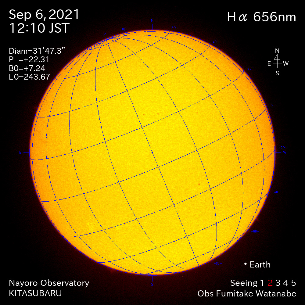 2021年9月6日Ha波長の太陽
