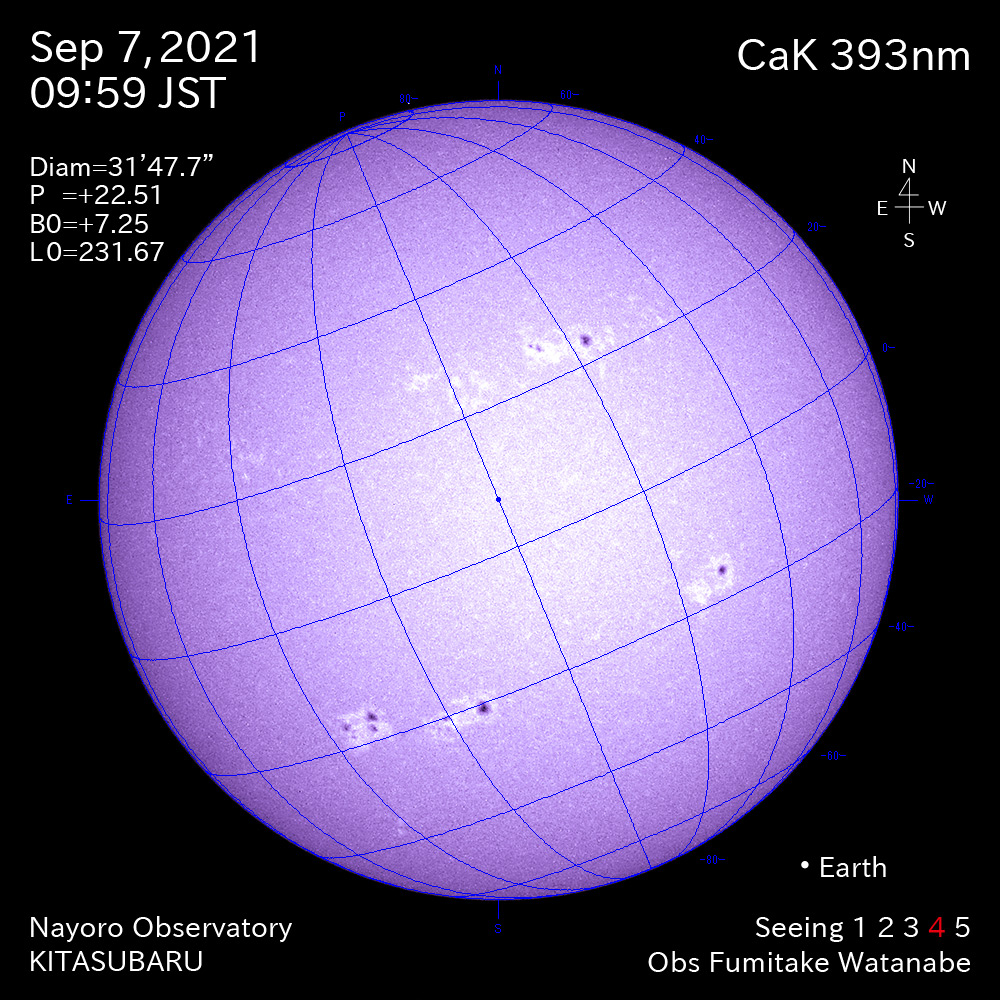 2021年9月7日CaK波長の太陽