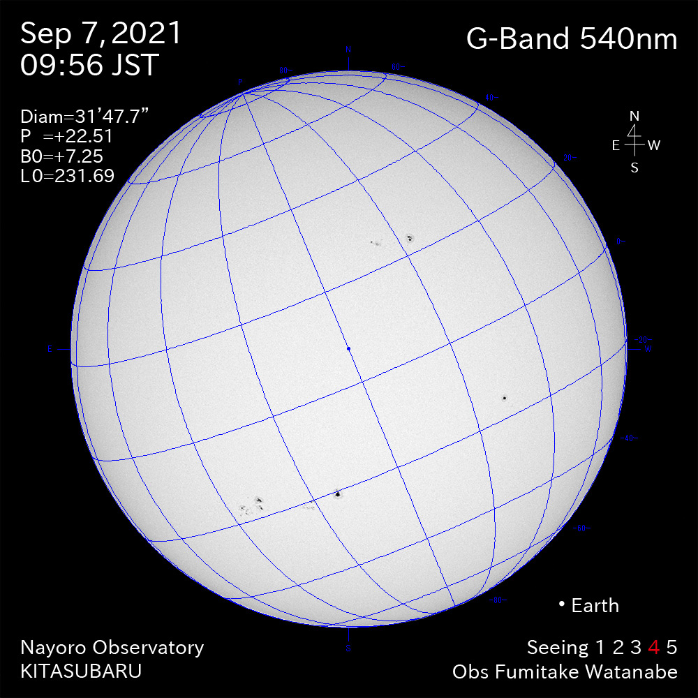 2021年9月7日540nm波長の太陽