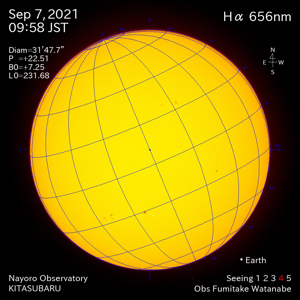 2021年9月7日Ha波長の太陽