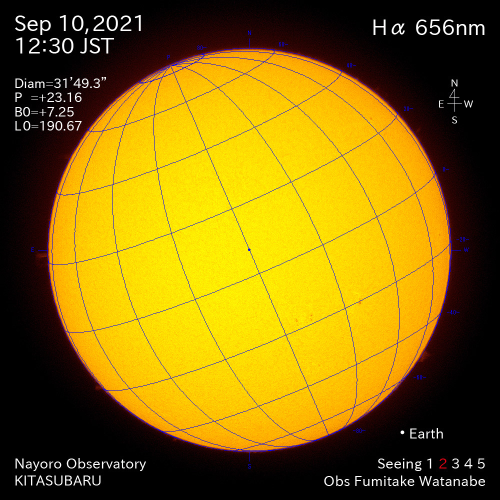 2021年9月10日Ha波長の太陽