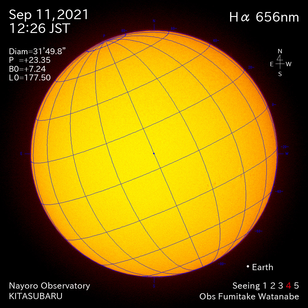 2021年9月11日Ha波長の太陽