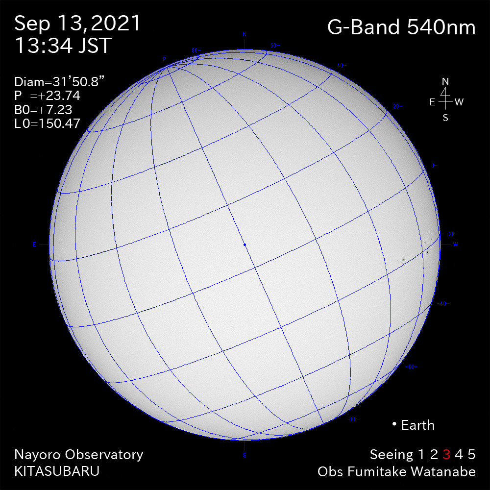 2021年9月13日540nm波長の太陽
