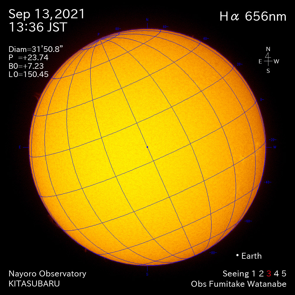 2021年9月13日Ha波長の太陽