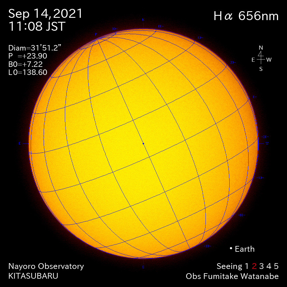 2021年9月14日Ha波長の太陽