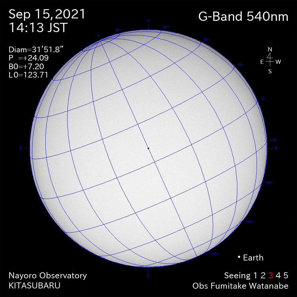 2021年9月15日540nm波長の太陽