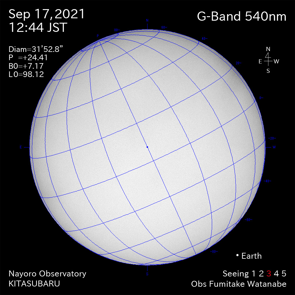 2021年9月17日540nm波長の太陽