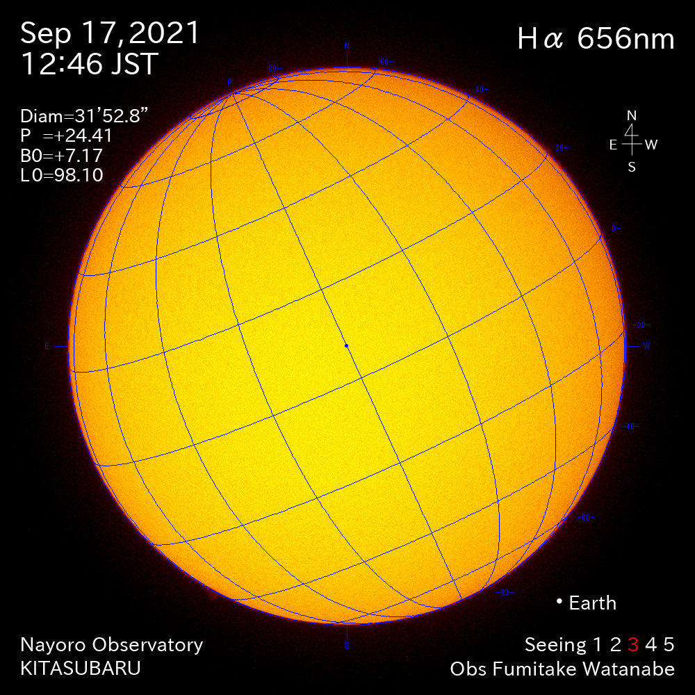 2021年9月17日Ha波長の太陽