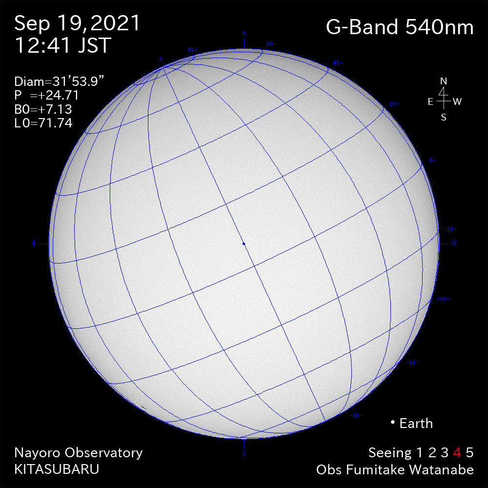 2021年9月19日540nm波長の太陽