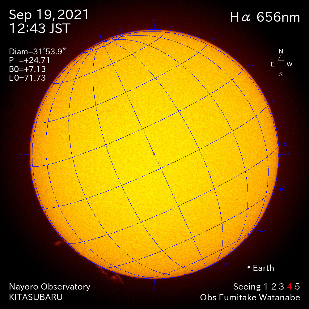 2021年9月19日Ha波長の太陽