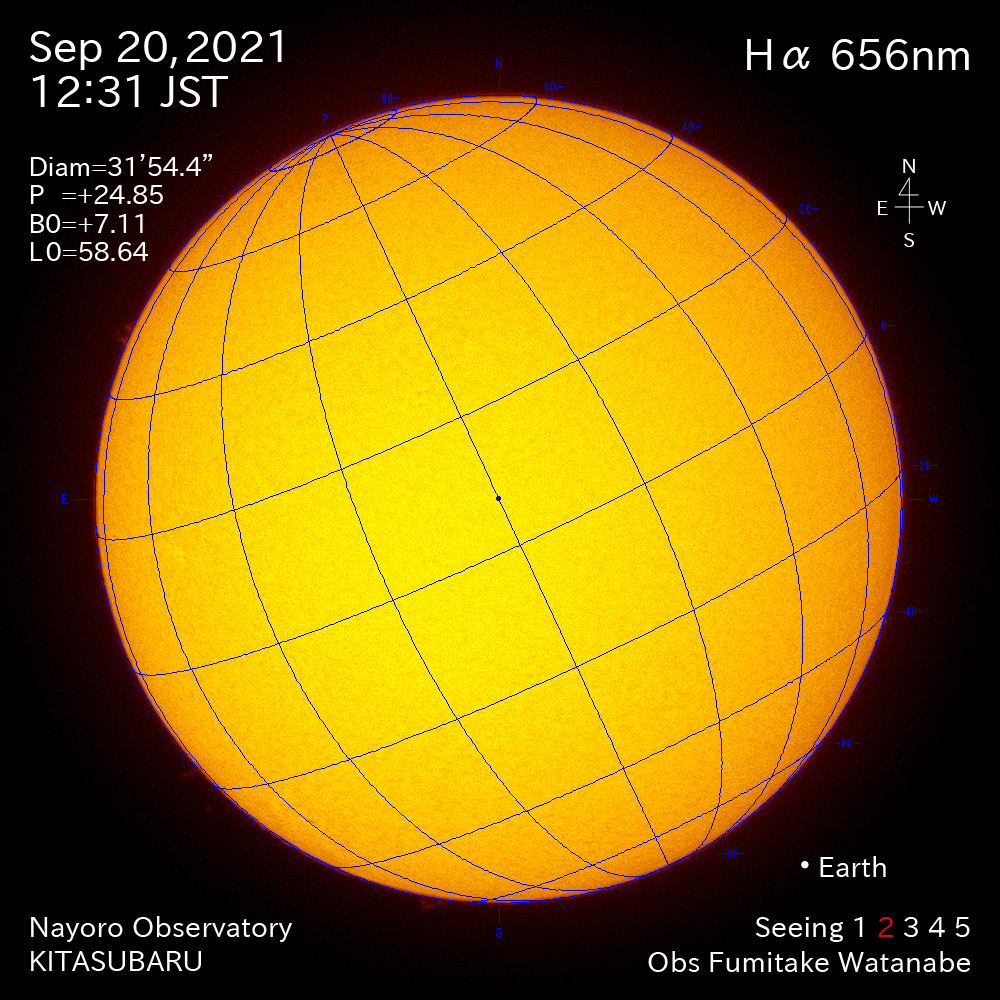 2021年9月20日Ha波長の太陽