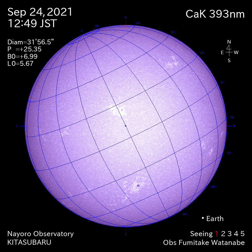 2021年9月24日CaK波長の太陽