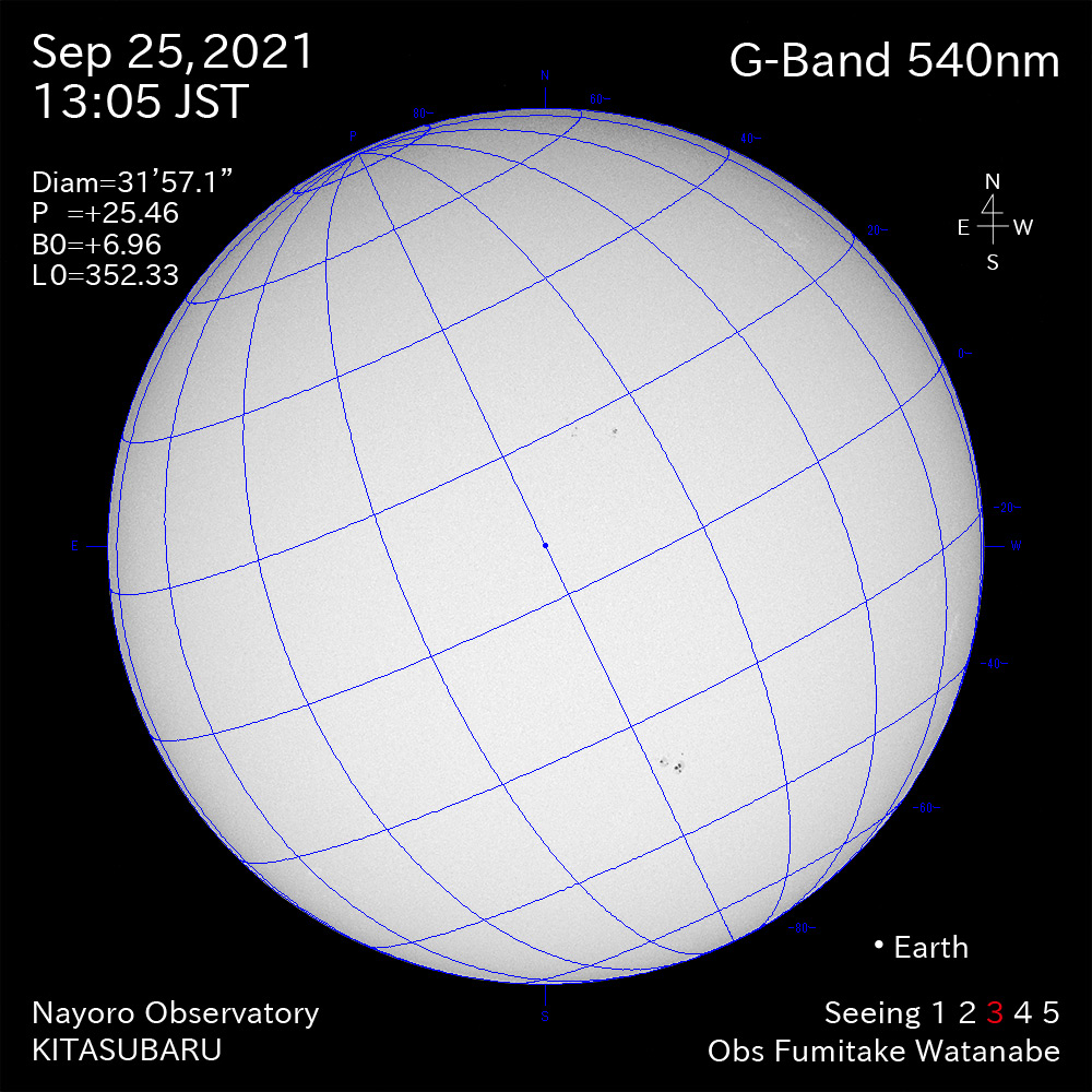 2021年9月25日540nm波長の太陽