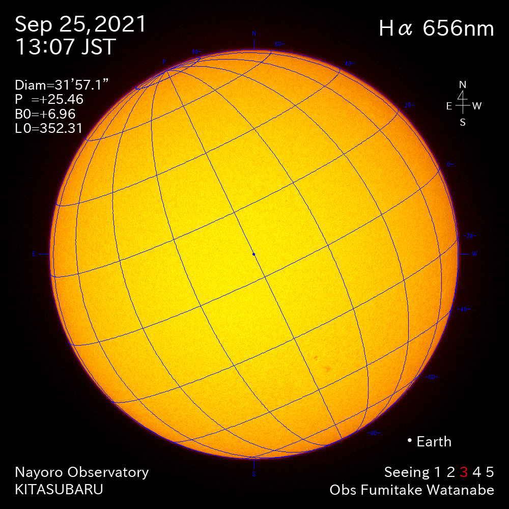 2021年9月25日Ha波長の太陽
