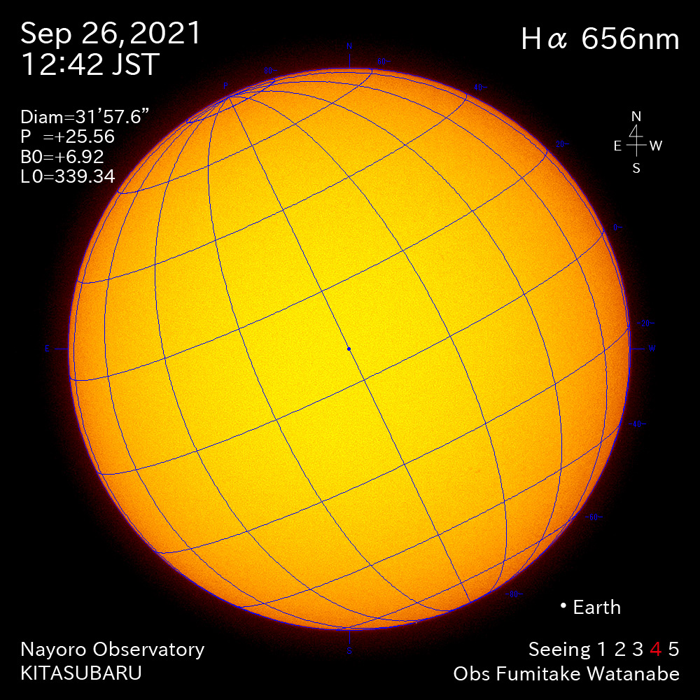 2021年9月26日Ha波長の太陽