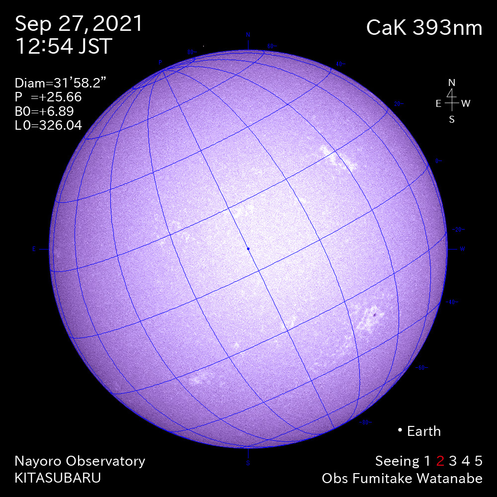 2021年9月27日CaK波長の太陽