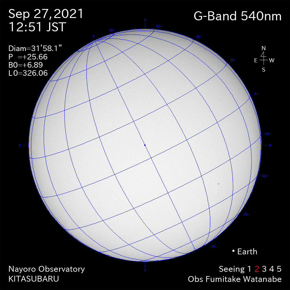 2021年9月27日540nm波長の太陽