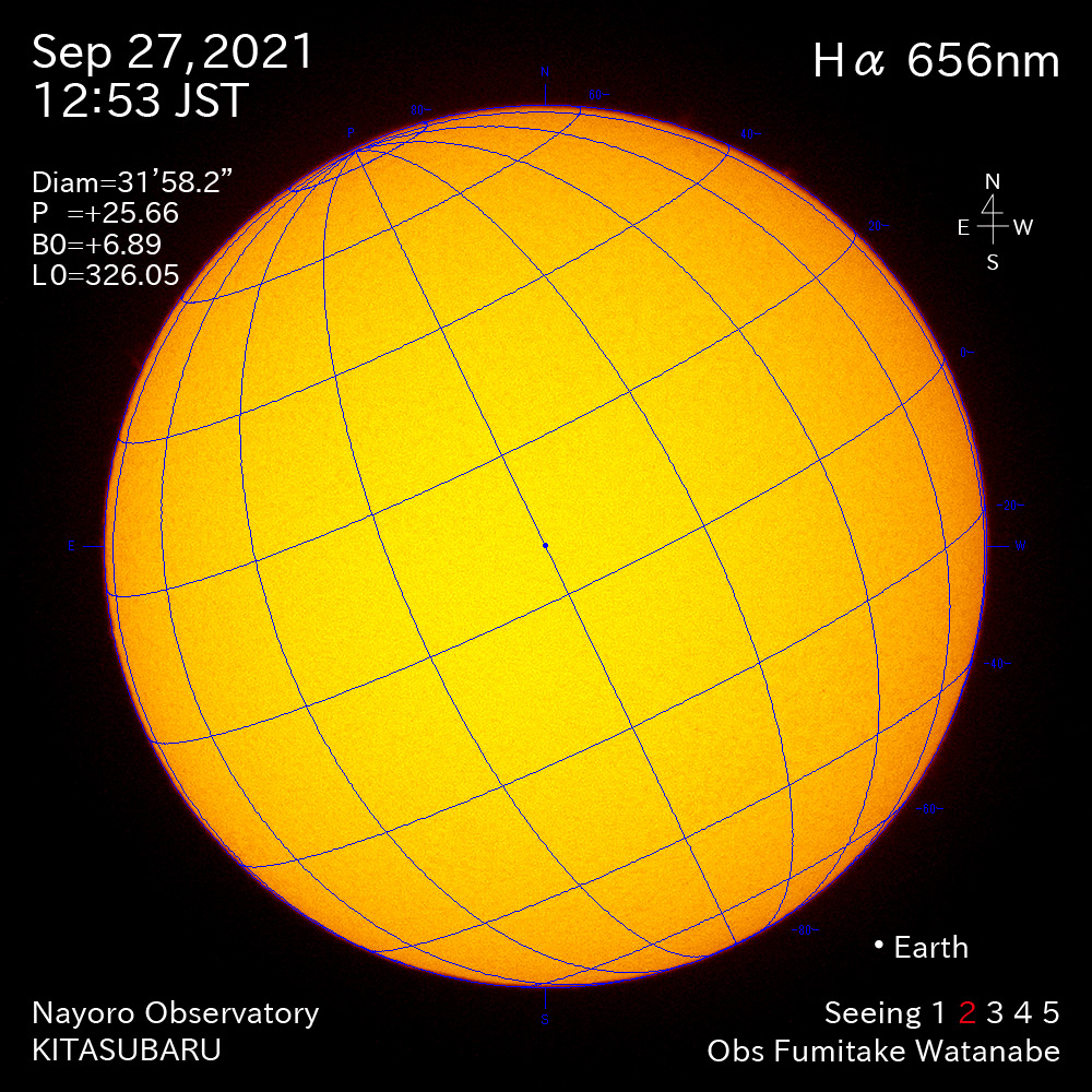 2021年9月27日Ha波長の太陽