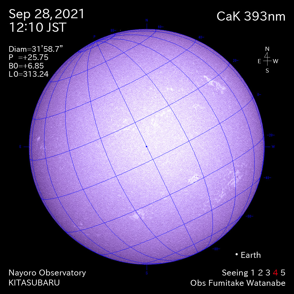 2021年9月28日CaK波長の太陽