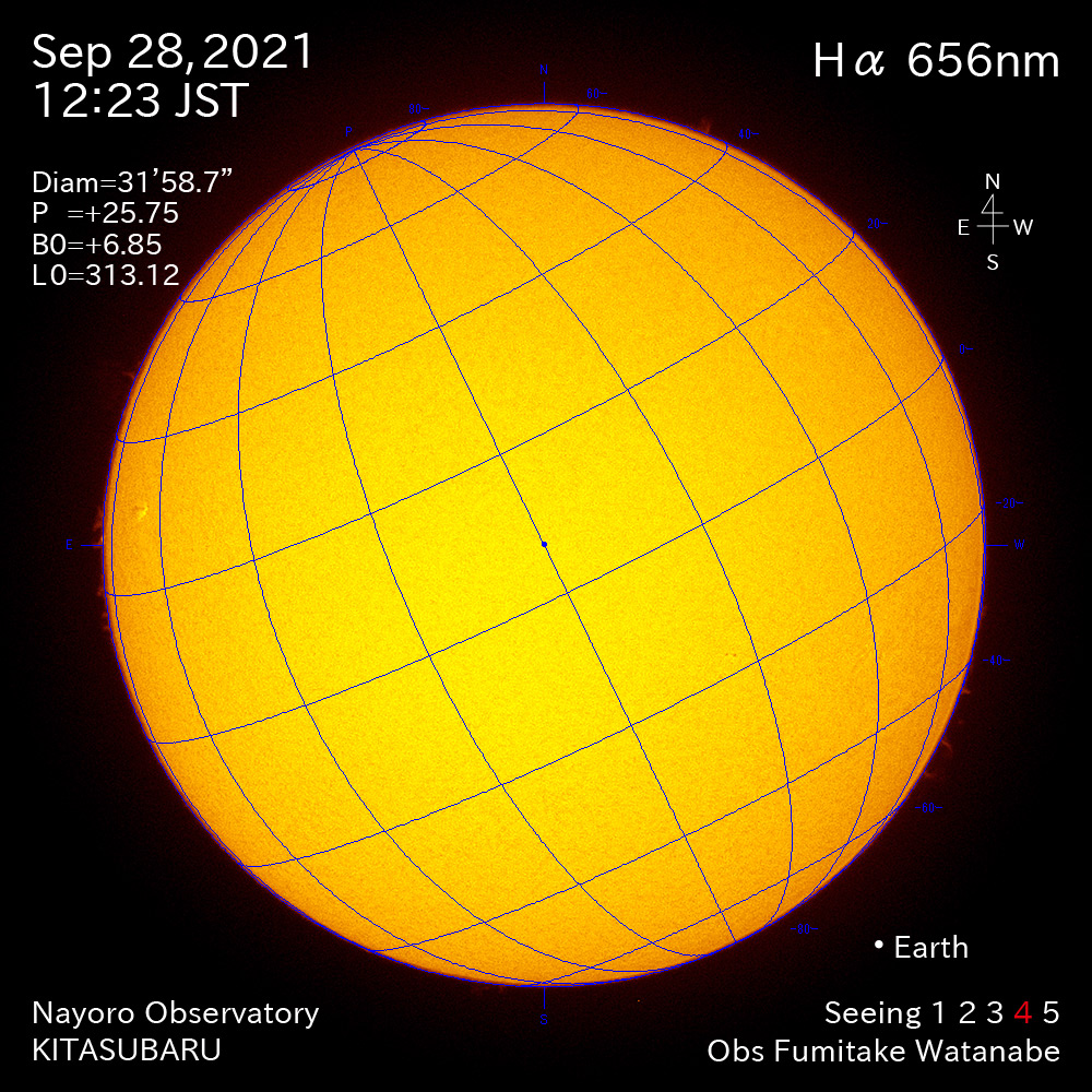 2021年9月28日Ha波長の太陽