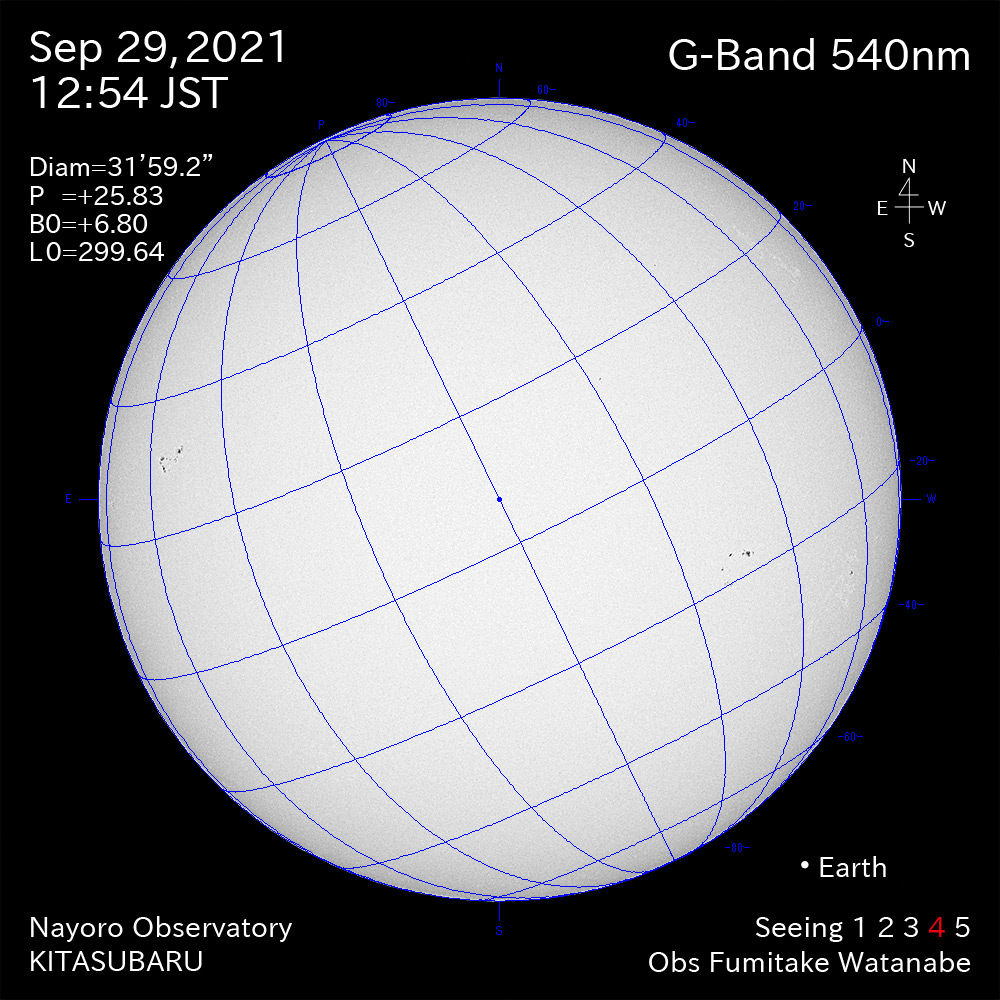 2021年9月29日540nm波長の太陽