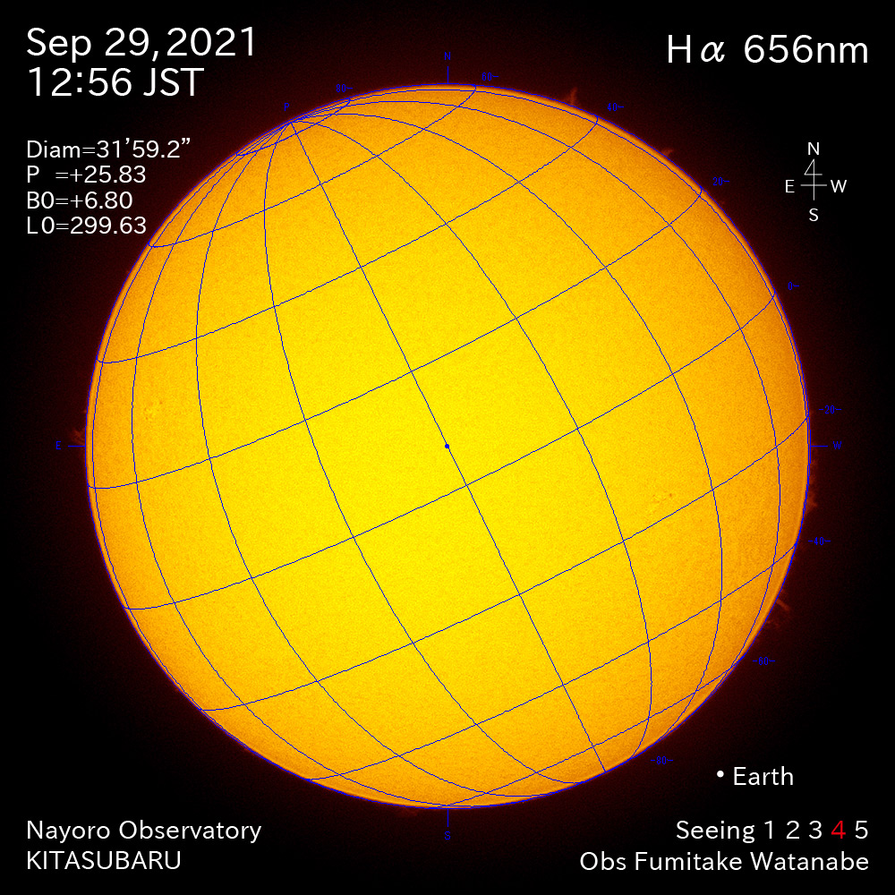 2021年9月29日Ha波長の太陽
