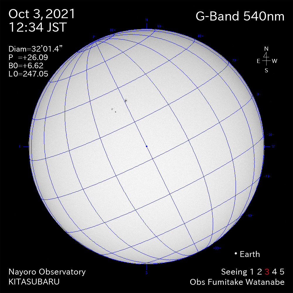 2021年10月3日540nm波長の太陽
