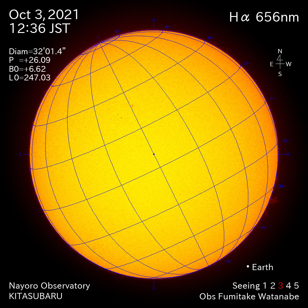 2021年10月3日Ha波長の太陽