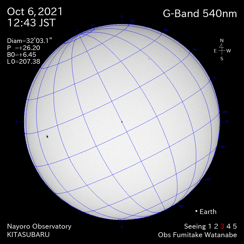 2021年10月6日540nm波長の太陽