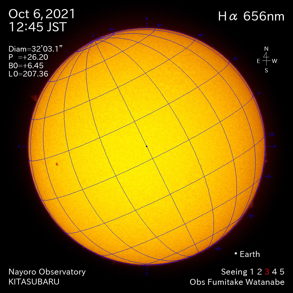 2021年10月6日Ha波長の太陽
