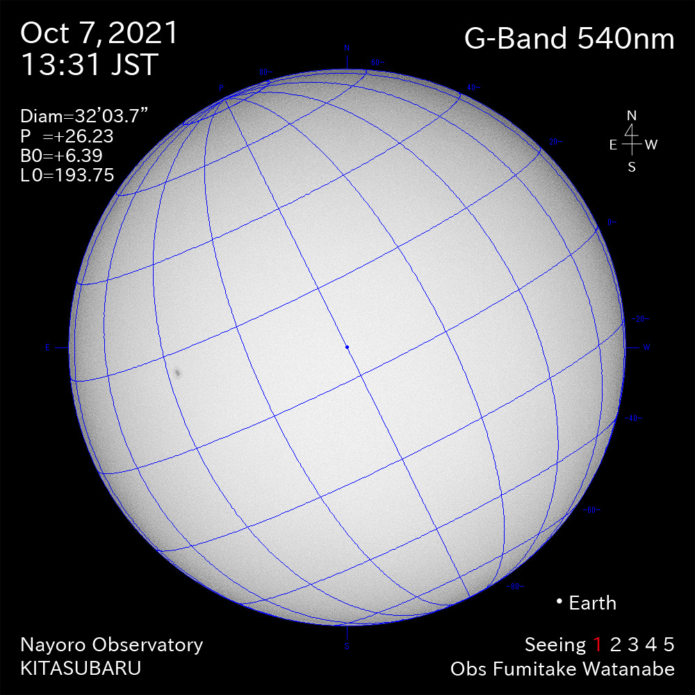 2021年10月7日540nm波長の太陽